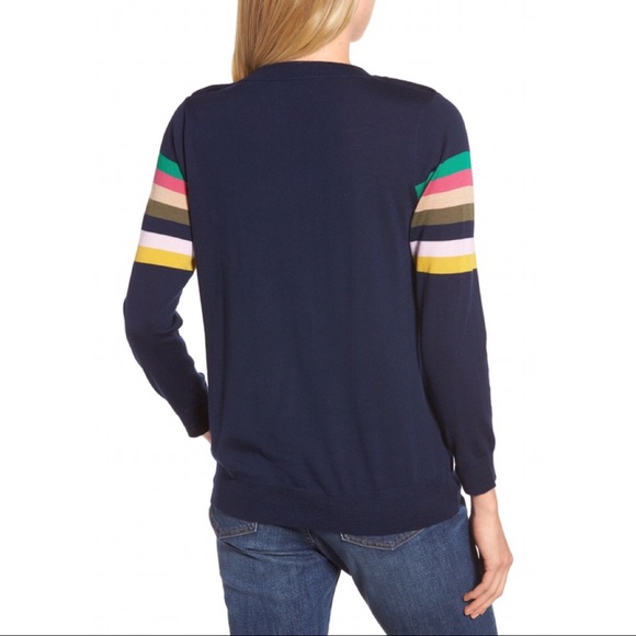New J.Crew Tippi Sweater In Multi-Stripe, Navy Bright Multi Color Sweater, Small - Picture 4 of 6